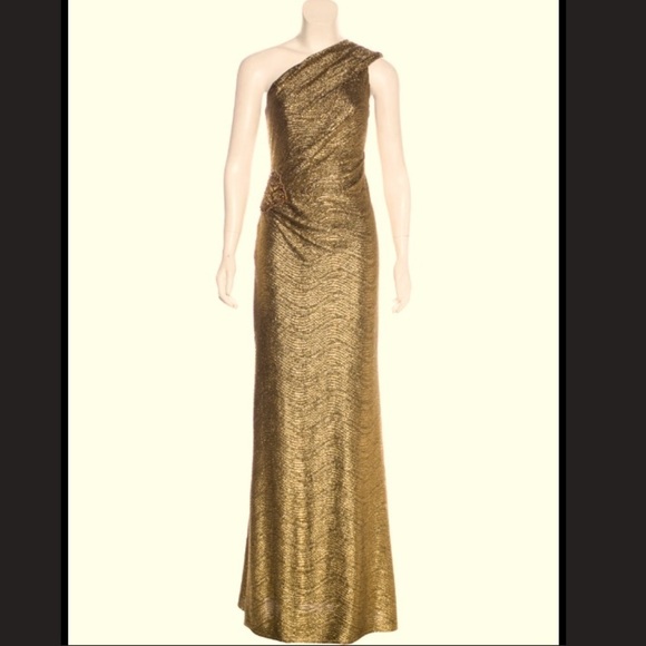DAVID MEISTER Gold Black Woman Maxi Metallic Dress One - Main Image
